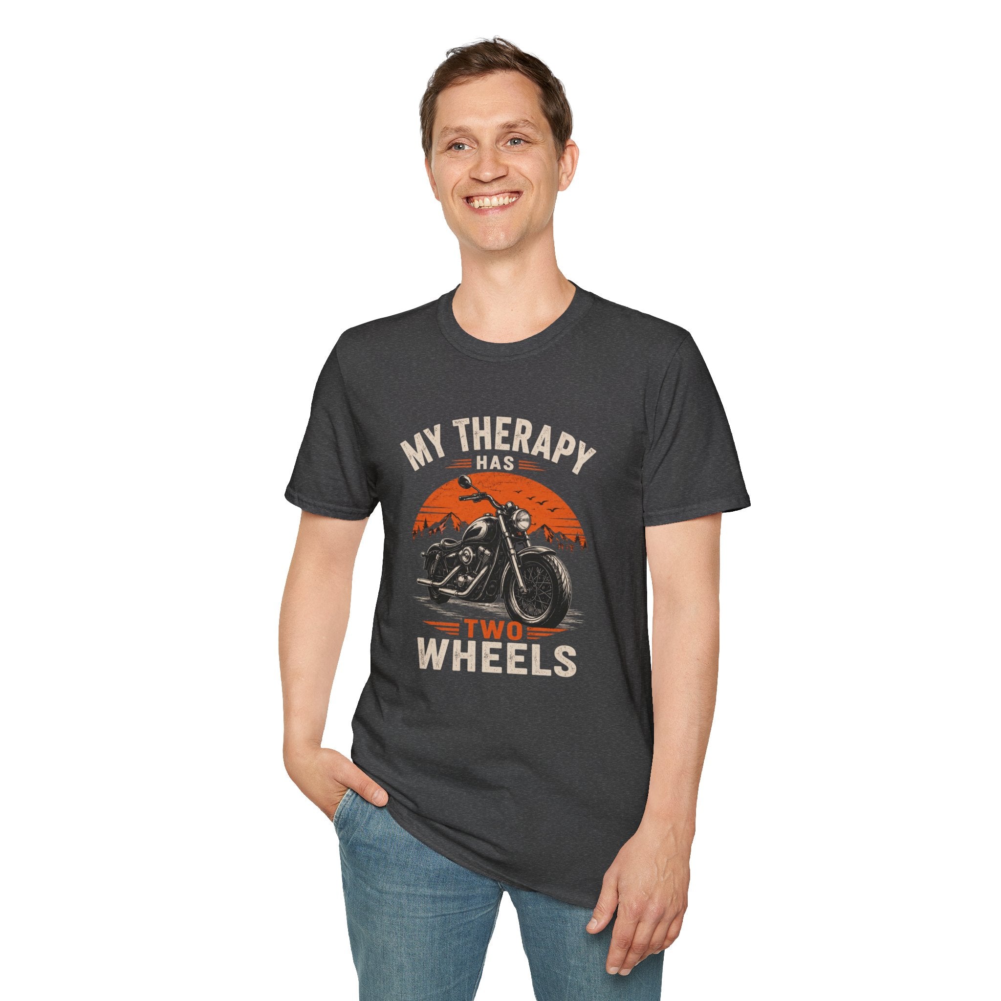 My Therapy Has Two Wheels Shirt, Funny Motorcycle Rider Tee, Biker Graphic T-Shirt, Vintage Motorcycle Shirt, Gift for Biker Men