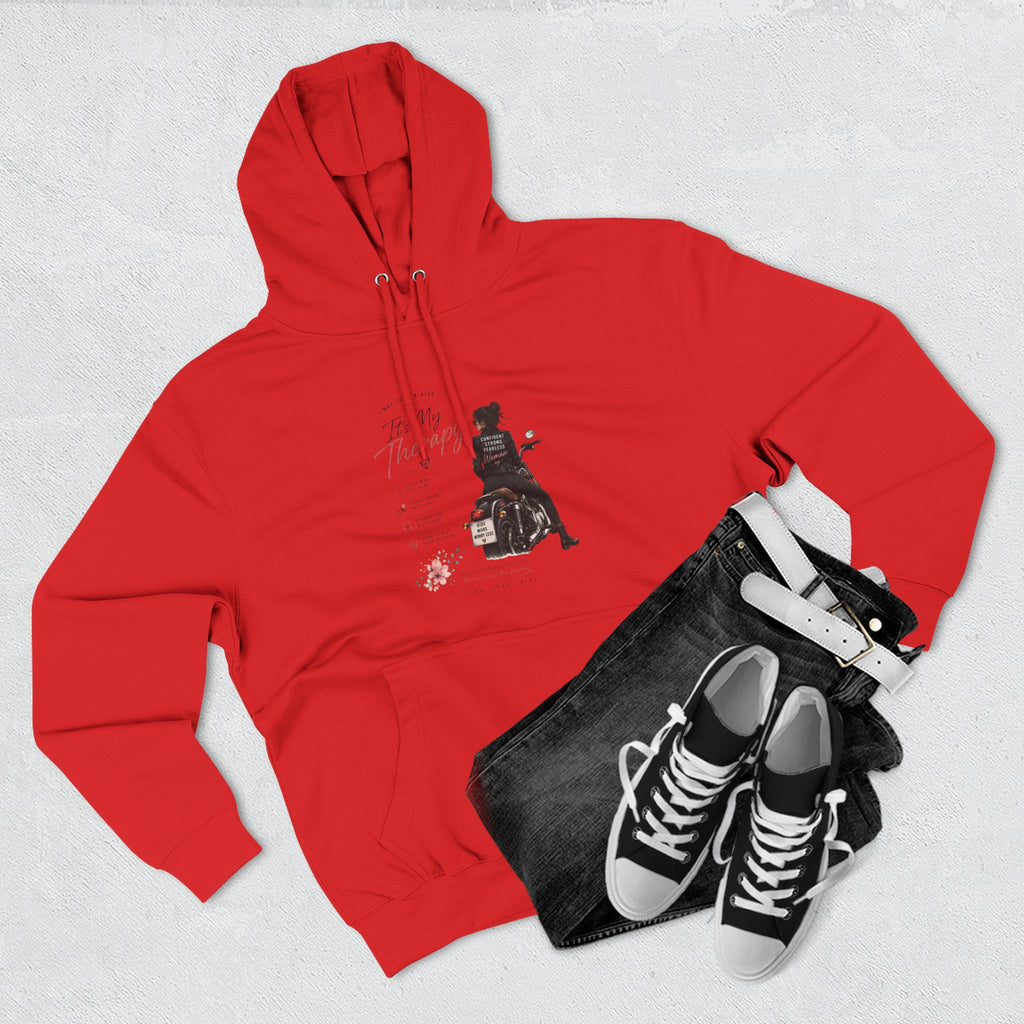 Women's Motorcycle Hoodie, Riding Is My Therapy Sweatshirt, Biker Girl Graphic Pullover, Gift for Female Rider, Cozy Moto Hoodie