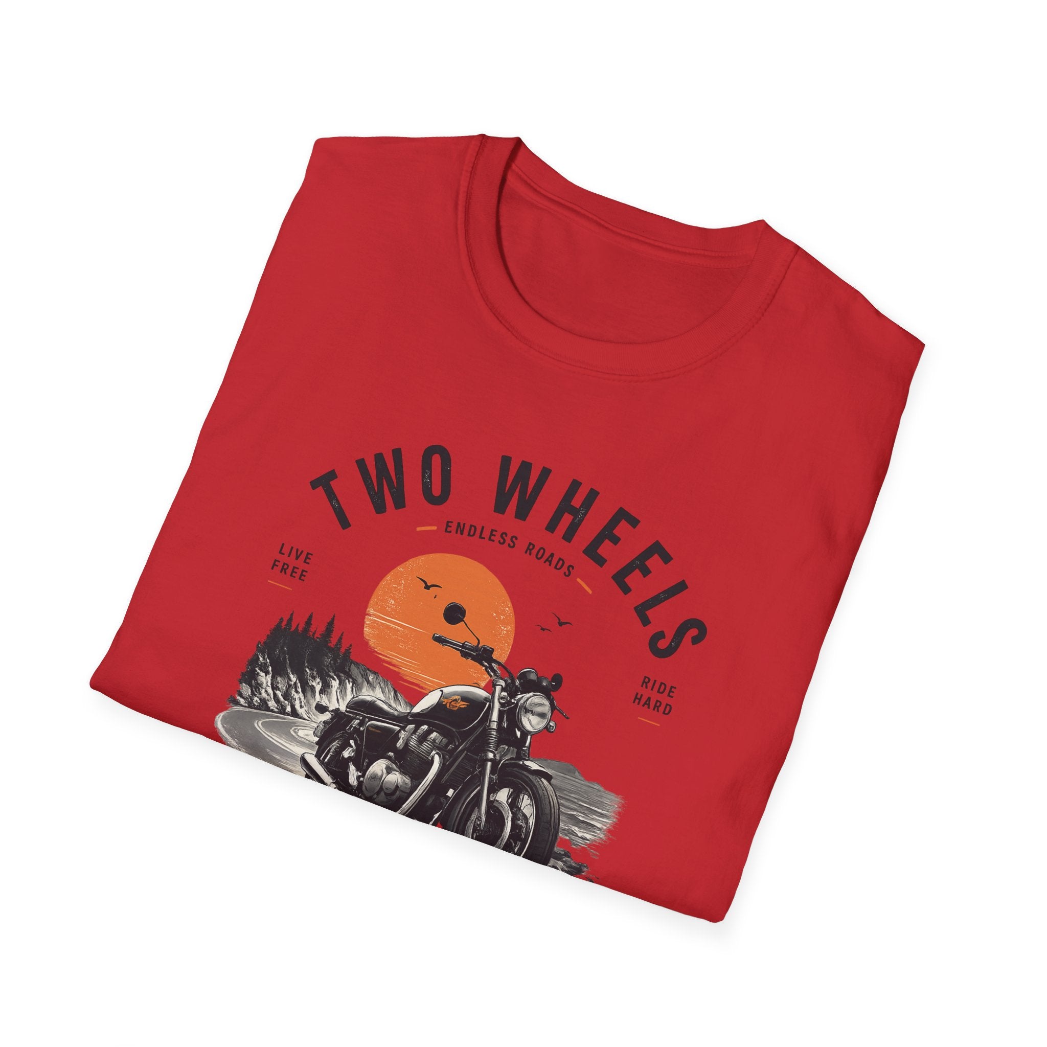 Two Wheels One Soul T-Shirt, Ride to Live Motorcycle Shirt, Biker Graphic Tee, Vintage Moto Rider Gift, Unisex Motorcycle Lover Top