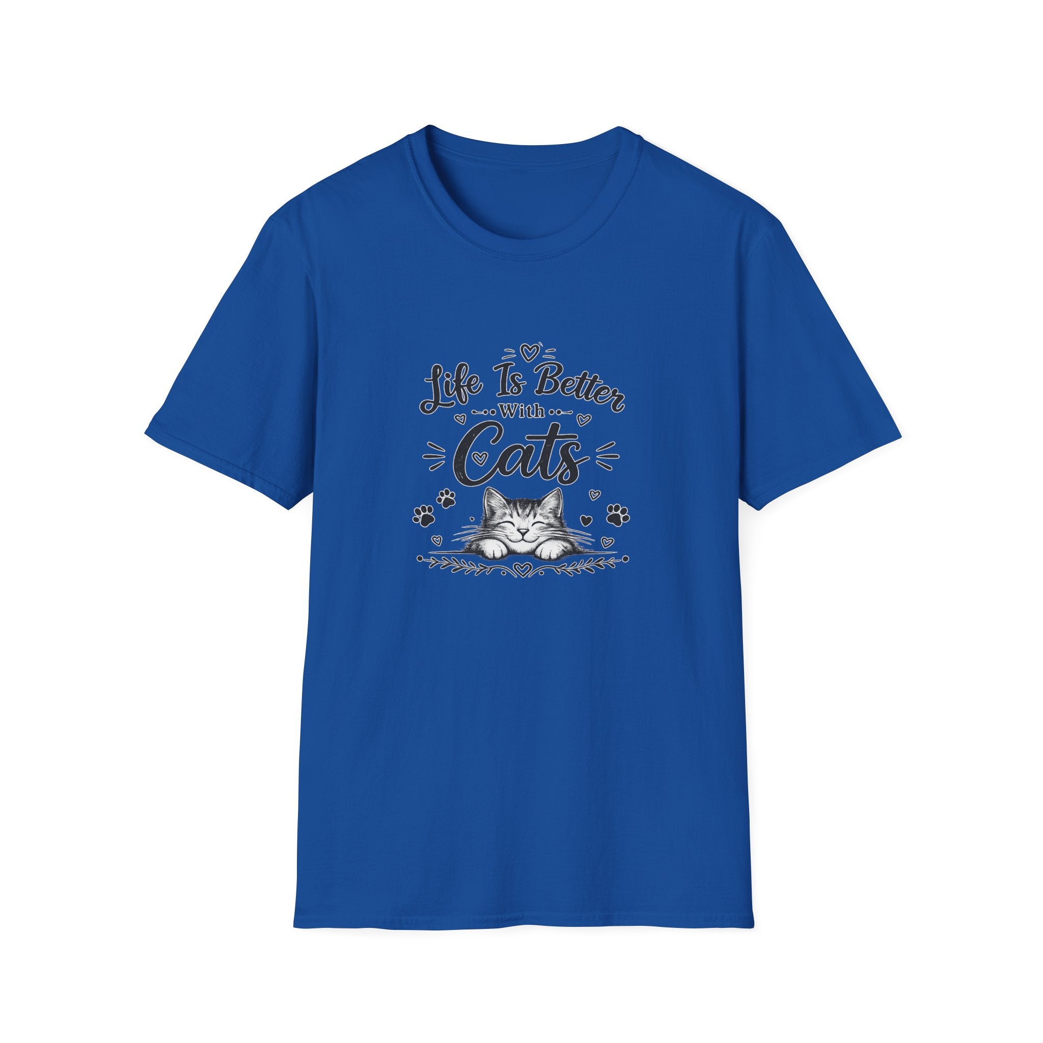 Life Is Better With Cats T-Shirt, Cute Cat Lover Shirt, Funny Cat Mom Tee, Cat Dad Gift, Unisex Softstyle Kitten Graphic Tee, Pet Lover Gift