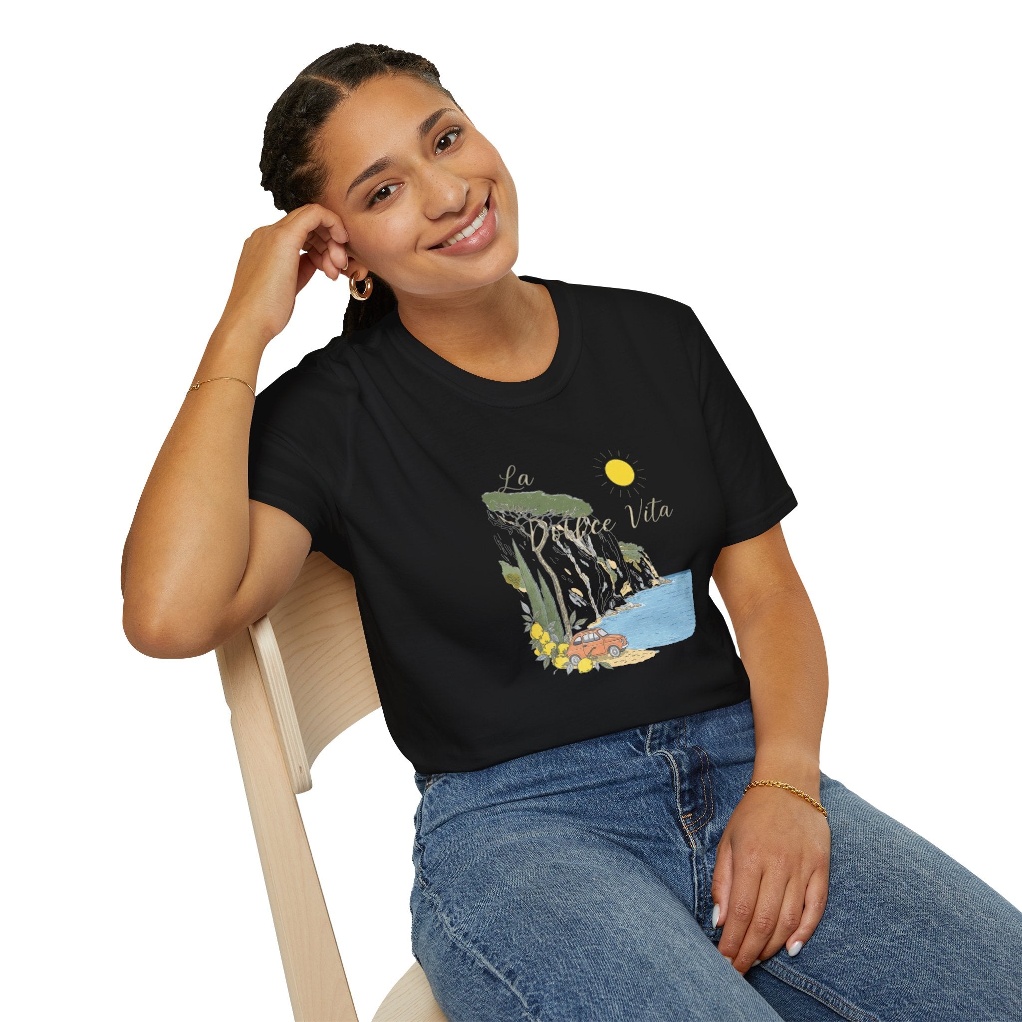 La Dolce Vita T-Shirt | Italian Summer Fiat 500 Lemon Coast Tee | Amalfi Coast Travel Shirt for Women Men | Mediterranean Vacation Gift