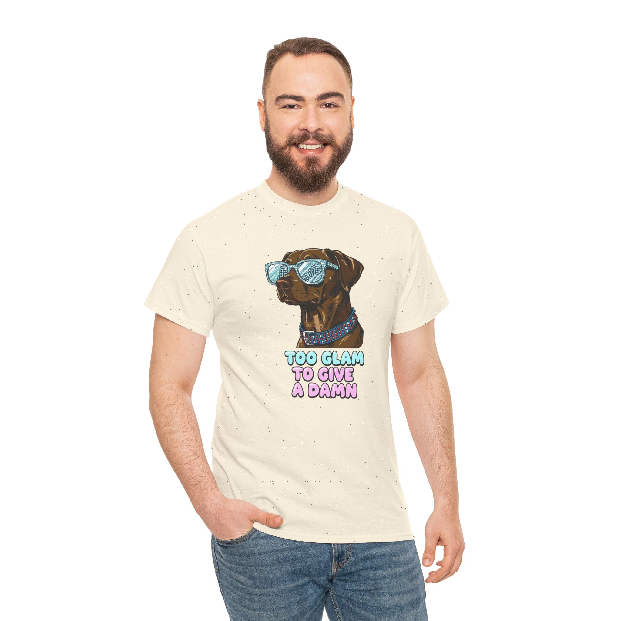 Too Glam to Give a Damn Funny Stylish Dog T-Shirt, Glam Dog Lover Graphic Tee, Cute Sassy Puppy Shirt, Trendy Pet Lover Gift, Unisex Casual