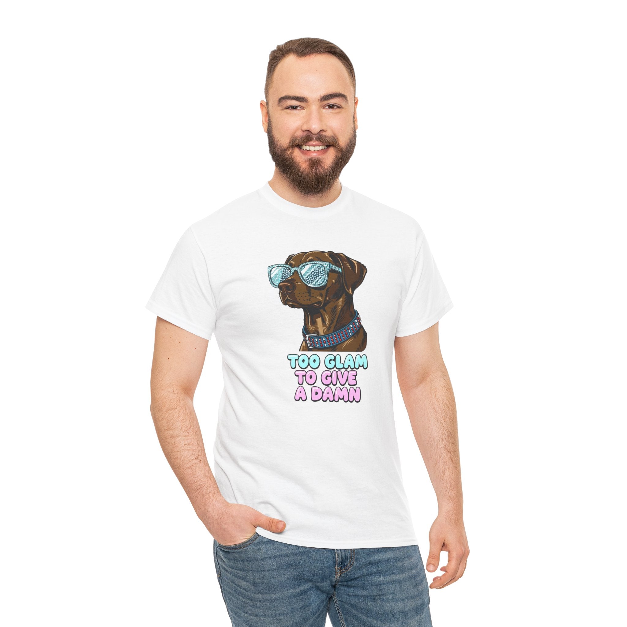 Too Glam to Give a Damn Funny Stylish Dog T-Shirt, Glam Dog Lover Graphic Tee, Cute Sassy Puppy Shirt, Trendy Pet Lover Gift, Unisex Casual