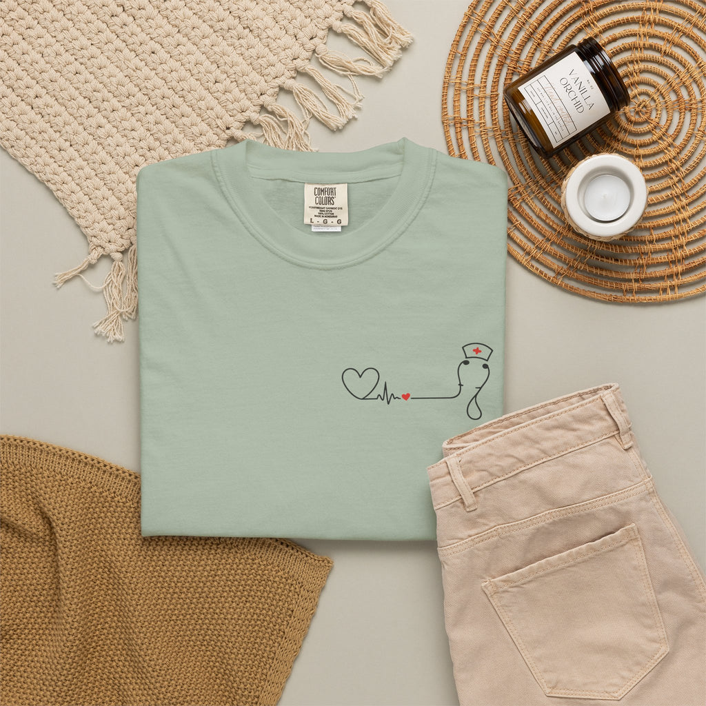 Minimalist Nurse Shirt | Heartbeat EKG Nurse Cap Tee | RN Gift | Nursing Student Gift | Healthcare Worker T-Shirt