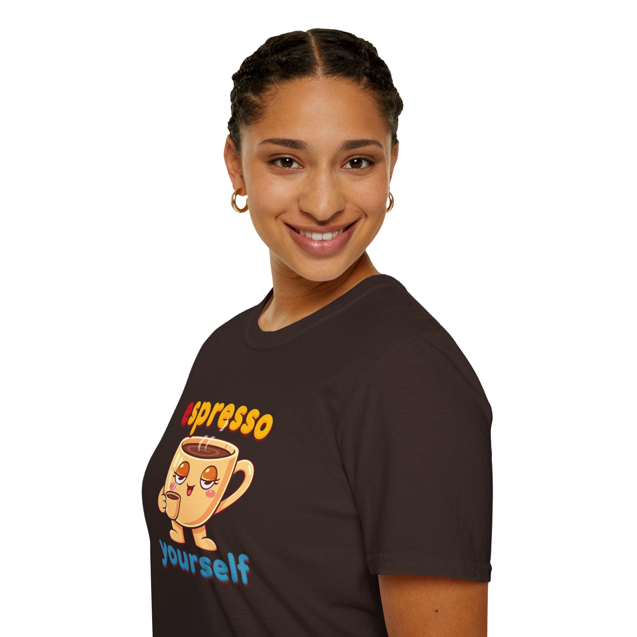 Espresso Yourself Funny Coffee T-Shirt, Cute Coffee Cup Graphic Tee, Barista Gift Shirt, Coffee Lover Pun Tee, Caffeine Lover Unisex Top