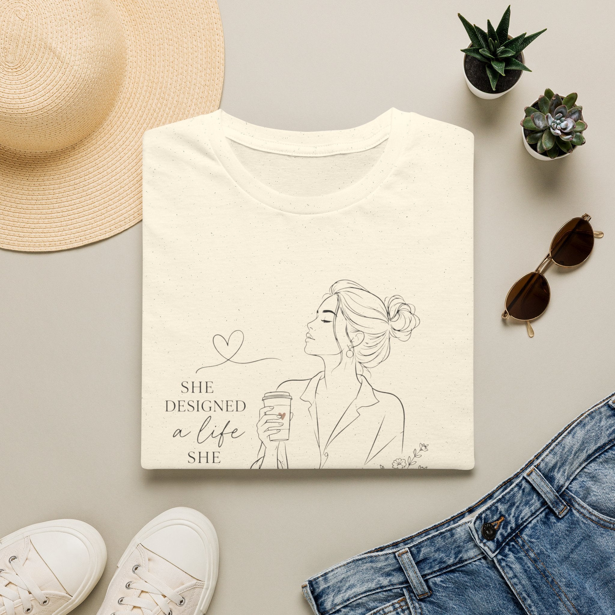 Minimal Line Art Floral T-Shirt — Delicate Botanical Tee