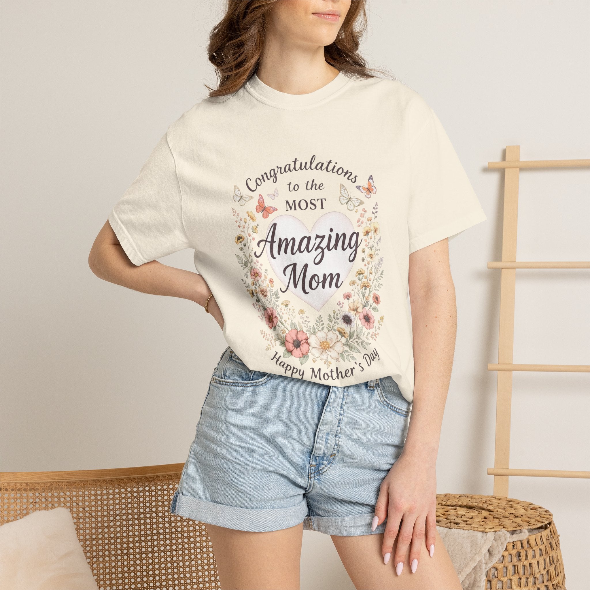 Amazing Mom Mother's Day Shirt, Floral Butterfly Mom Tee, Gift for Mom, Happy Mother's Day T-Shirt, Cute Mama Graphic Tee, Mom Gift Idea