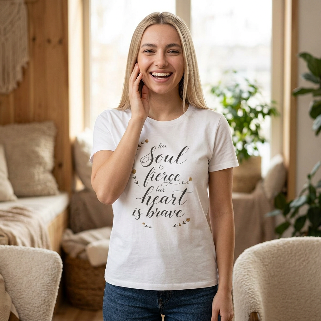 Her Soul is Fierce Her Heart is Brave T-Shirt | Mother's Day Gift | Inspirational Women's Tee
