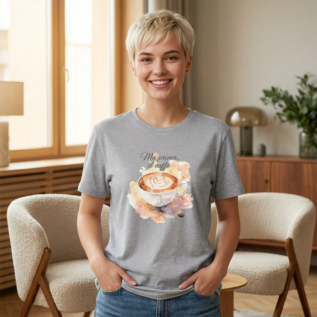 Italian Coffee Lover Shirt, Ma Prima il Caffè T-Shirt, Cute Cappuccino Graphic Tee, Espresso Lover Gift, Barista Shirt, Funny Italian Quote Tee