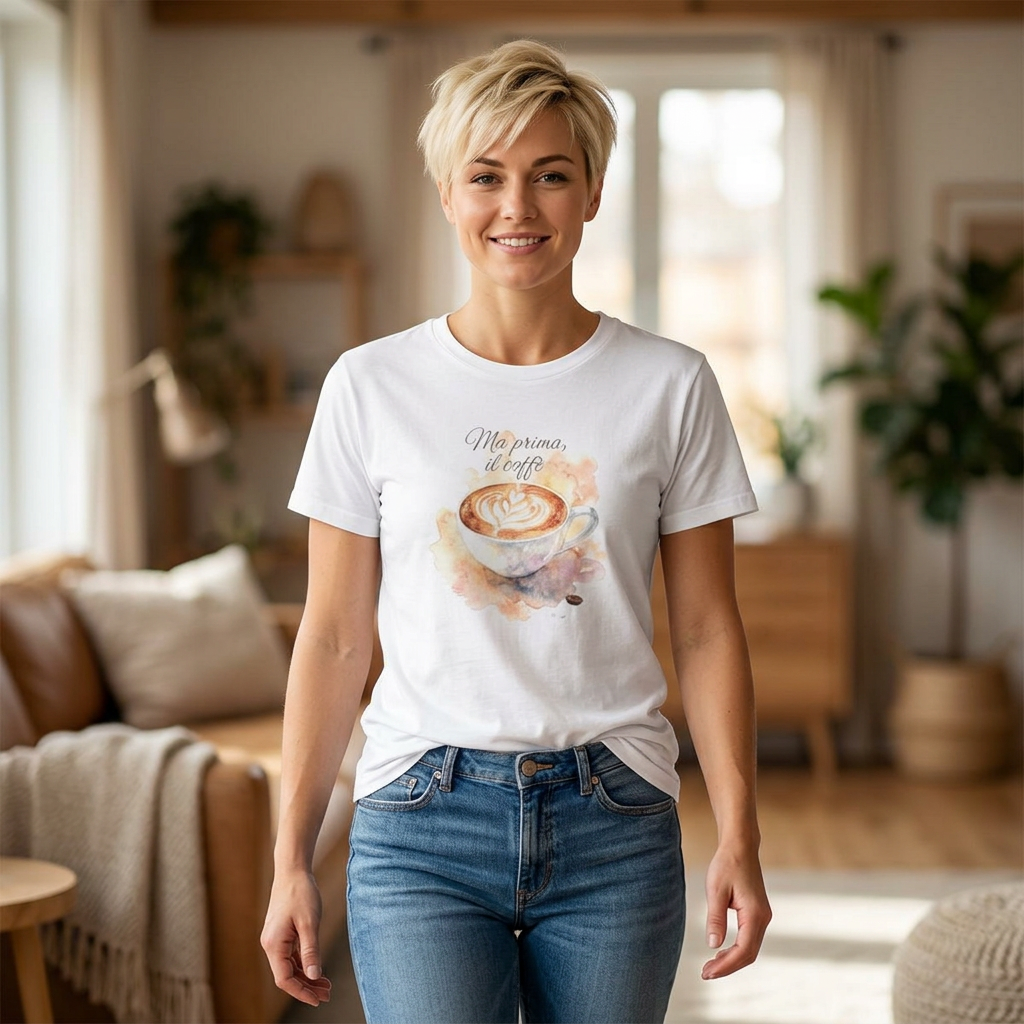 Italian Coffee Lover Shirt, Ma Prima il Caffè T-Shirt, Cute Cappuccino Graphic Tee, Espresso Lover Gift, Barista Shirt, Funny Italian Quote Tee