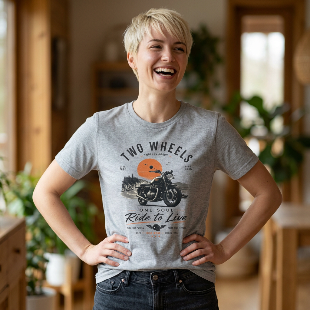 Two Wheels One Soul T-Shirt, Ride to Live Motorcycle Shirt, Biker Graphic Tee, Vintage Moto Rider Gift, Unisex Motorcycle Lover Top