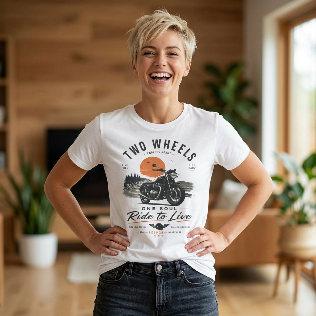 Two Wheels One Soul T-Shirt, Ride to Live Motorcycle Shirt, Biker Graphic Tee, Vintage Moto Rider Gift, Unisex Motorcycle Lover Top
