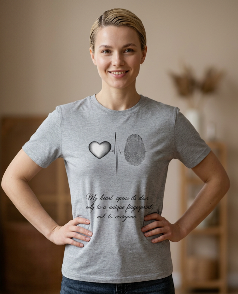 Fingerprint Heart Shirt | Unique Love Quote Tee | Soulmate Graphic T-Shirt | Minimalist Aesthetic Gift
