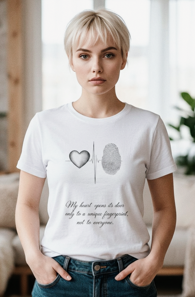 Fingerprint Heart Shirt | Unique Love Quote Tee | Soulmate Graphic T-Shirt | Minimalist Aesthetic Gift