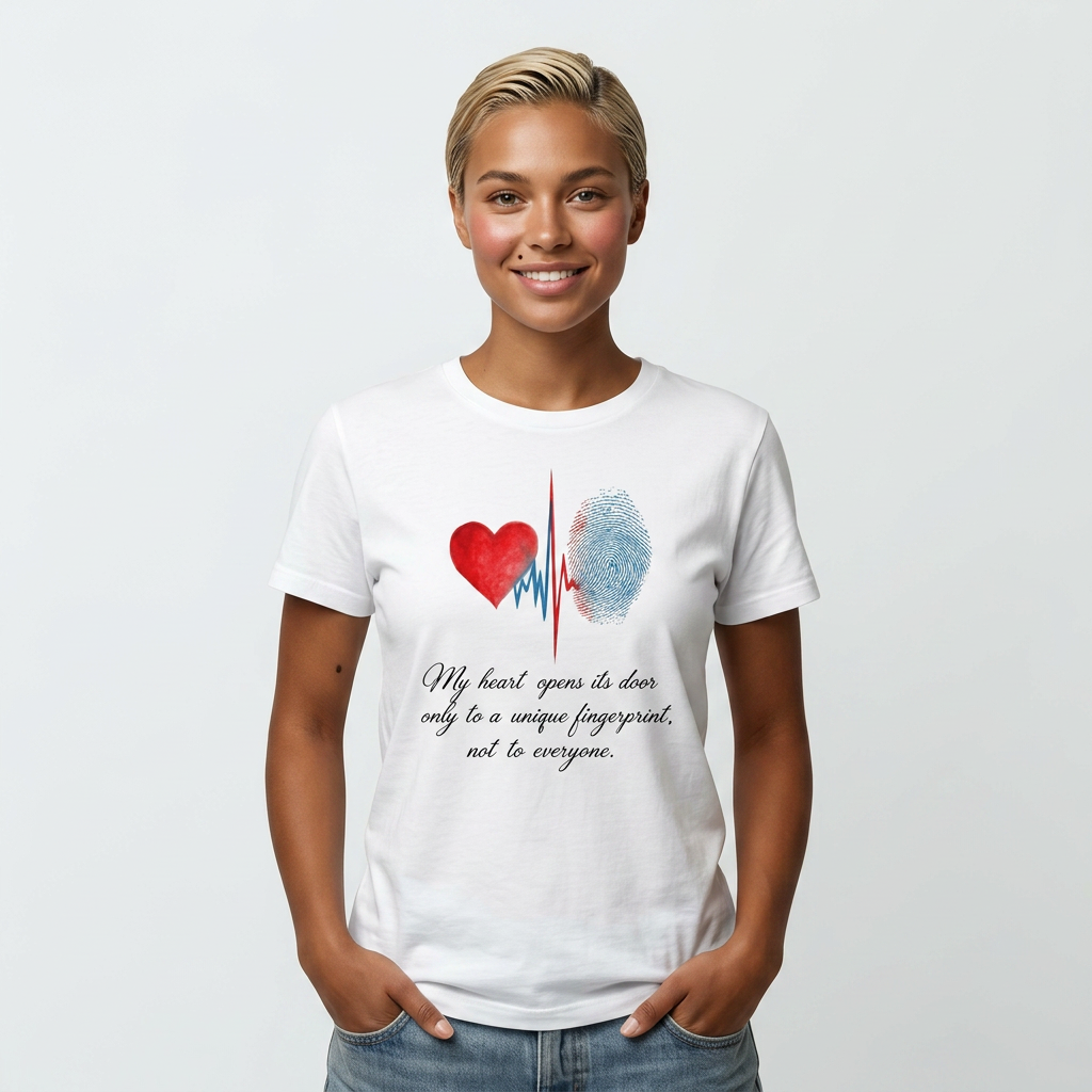 Fingerprint Heart T-Shirt, Unique Love Quote Tee, Soulmate Gift Shirt, Romantic Valentine's Day Gift, Minimalist Aesthetic Unisex Tee, Gift