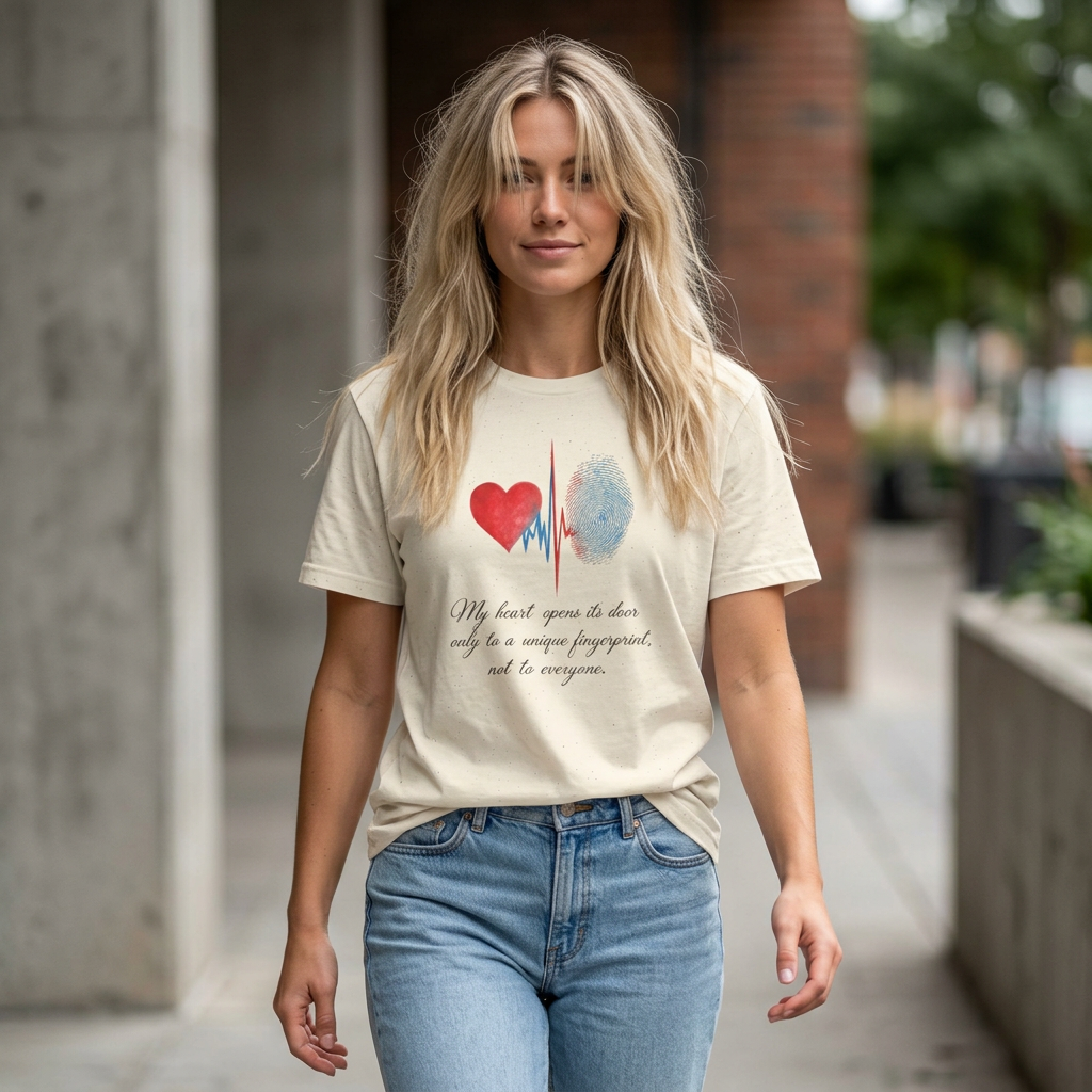 Fingerprint Heart T-Shirt, Unique Love Quote Tee, Soulmate Gift Shirt, Romantic Valentine's Day Gift, Minimalist Aesthetic Unisex Tee, Gift