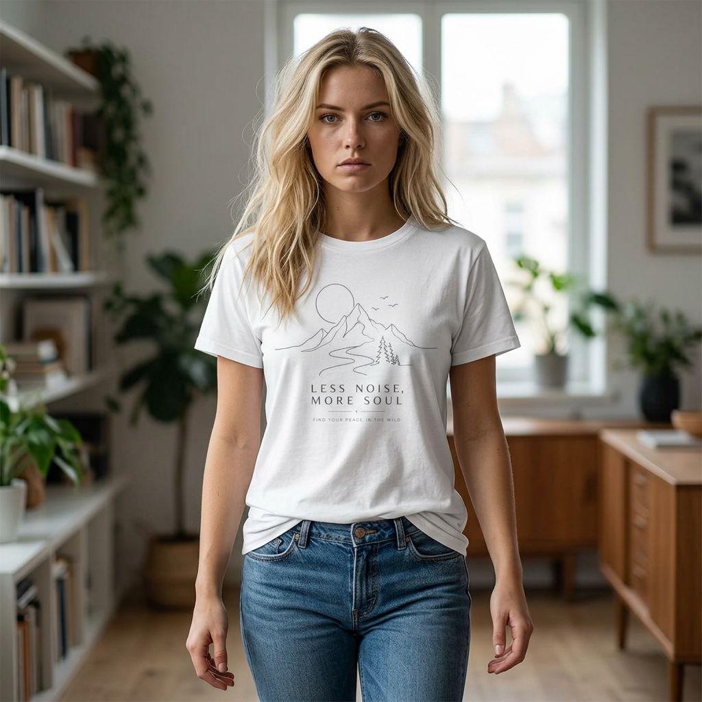 SEO-Friendly Etsy Title Less Noise More Soul Shirt, Minimalist Mountain Graphic Tee, Nature Lover T-Shirt, Hiking Adventure Shirt, Outdoor Enthusiast Gift
