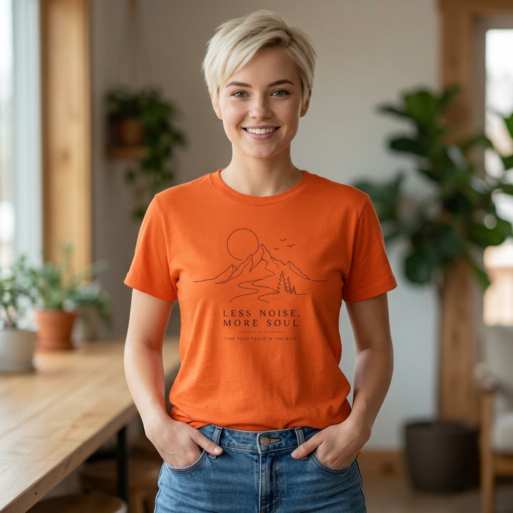 SEO-Friendly Etsy Title Less Noise More Soul Shirt, Minimalist Mountain Graphic Tee, Nature Lover T-Shirt, Hiking Adventure Shirt, Outdoor Enthusiast Gift