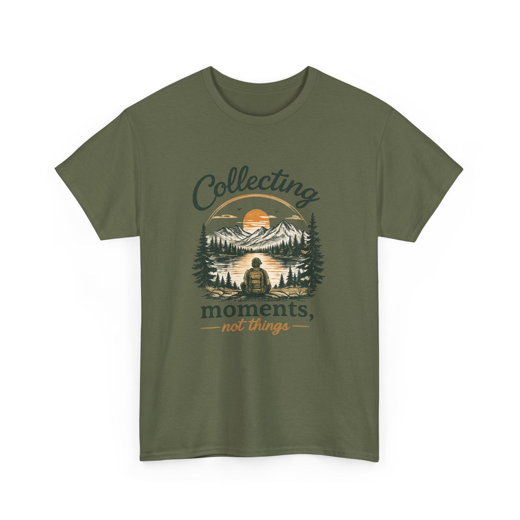 Collecting Moments Not Things Shirt, Nature Lover Gift, Hiking T-Shirt, Adventure Tee, Mountain Sunset Shirt, Outdoorsy Gift for Him Her
