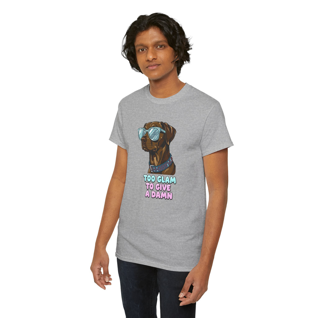 Too Glam to Give a Damn Funny Stylish Dog T-Shirt, Glam Dog Lover Graphic Tee, Cute Sassy Puppy Shirt, Trendy Pet Lover Gift, Unisex Casual