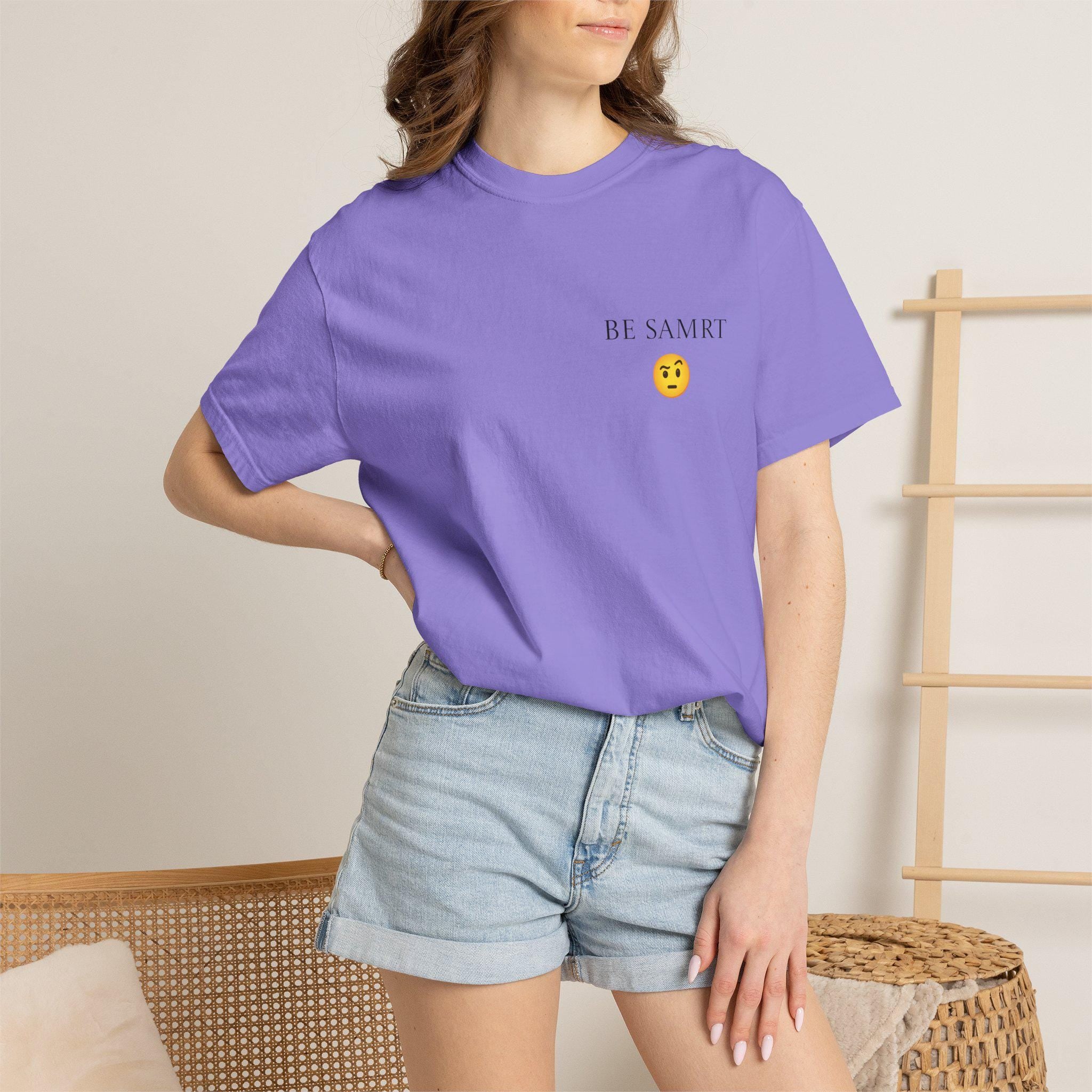 Comfort Colors Garment Dyed T-Shirt, "BE SMRT" Graphic Tee, Unisex Cotton