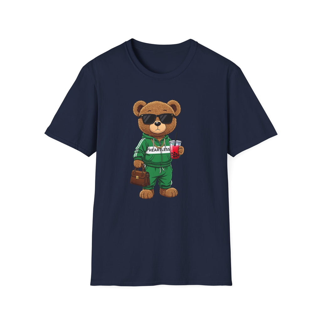 Cute Bear Graphic T-Shirt, Trendy Teddy Bear Shirt, Funny Bear With Boba Tee, Streetwear Animal Tee, Kawaii Bear Gift, Unisex Black Shirt