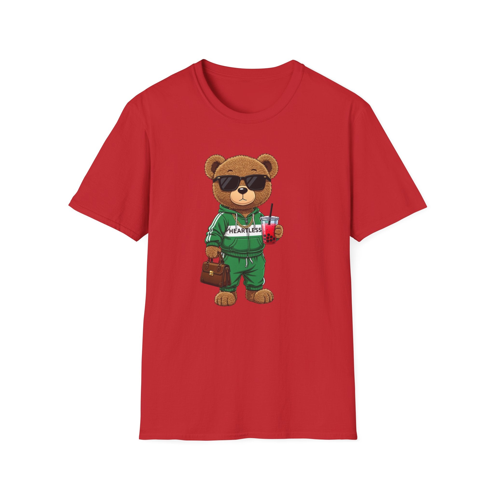 Cute Bear Graphic T-Shirt, Trendy Teddy Bear Shirt, Funny Bear With Boba Tee, Streetwear Animal Tee, Kawaii Bear Gift, Unisex Black Shirt
