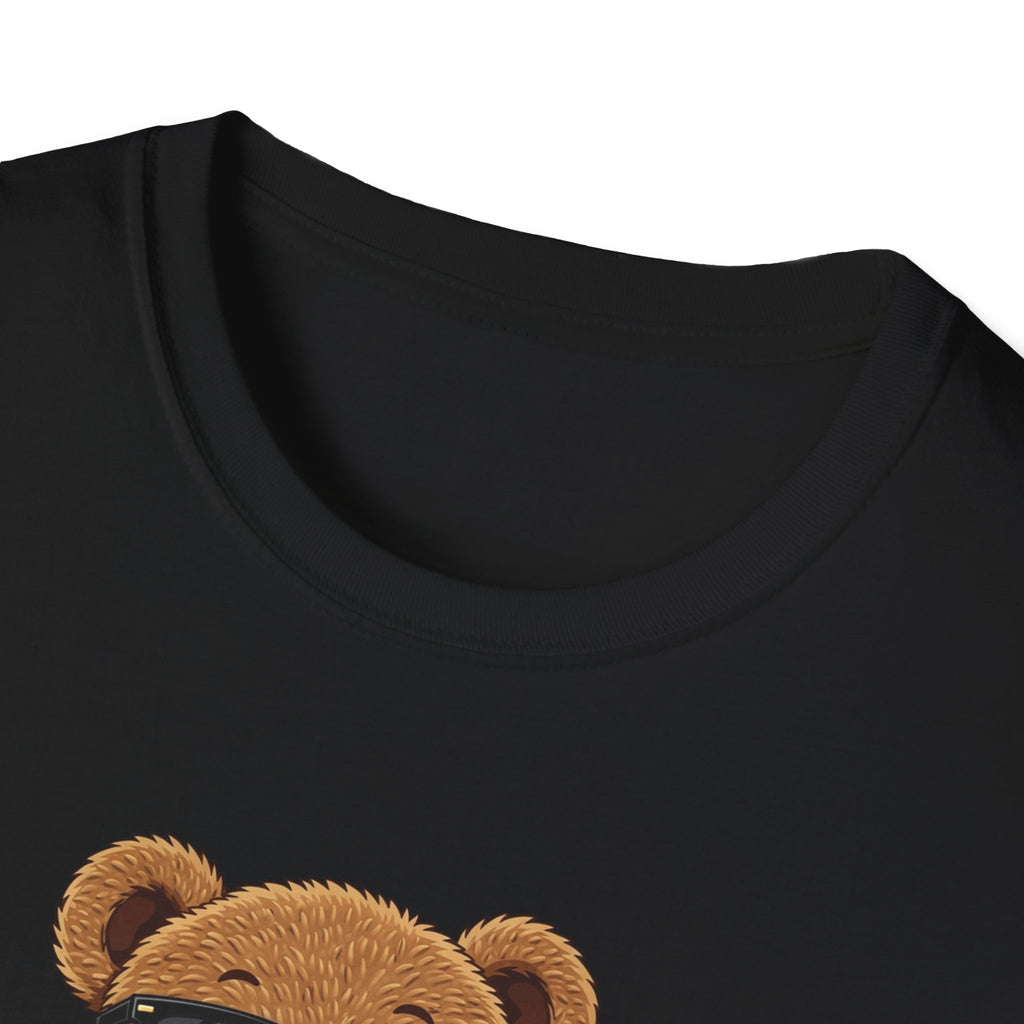 Cute Bear Graphic T-Shirt, Trendy Teddy Bear Shirt, Funny Bear With Boba Tee, Streetwear Animal Tee, Kawaii Bear Gift, Unisex Black Shirt