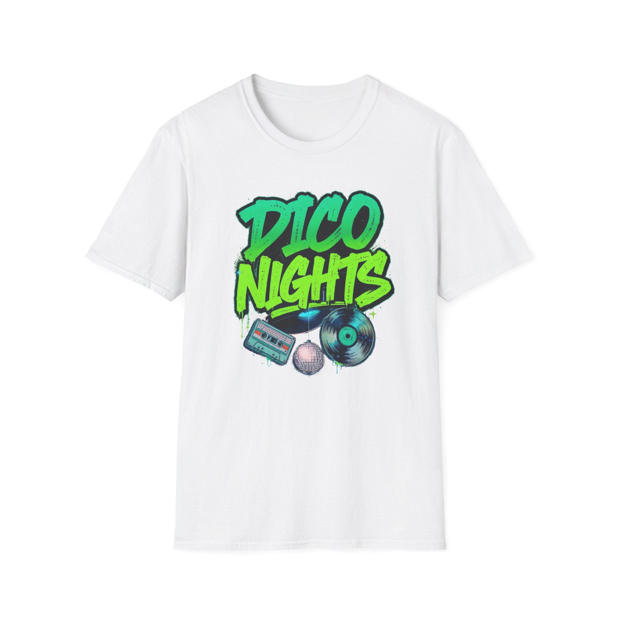 Disco Nights Retro Graphic T-Shirt, 80s Disco Party Shirt, Vintage Vinyl Record Tee, Neon Dance Club Shirt, Unisex Music Lover Gift Tee