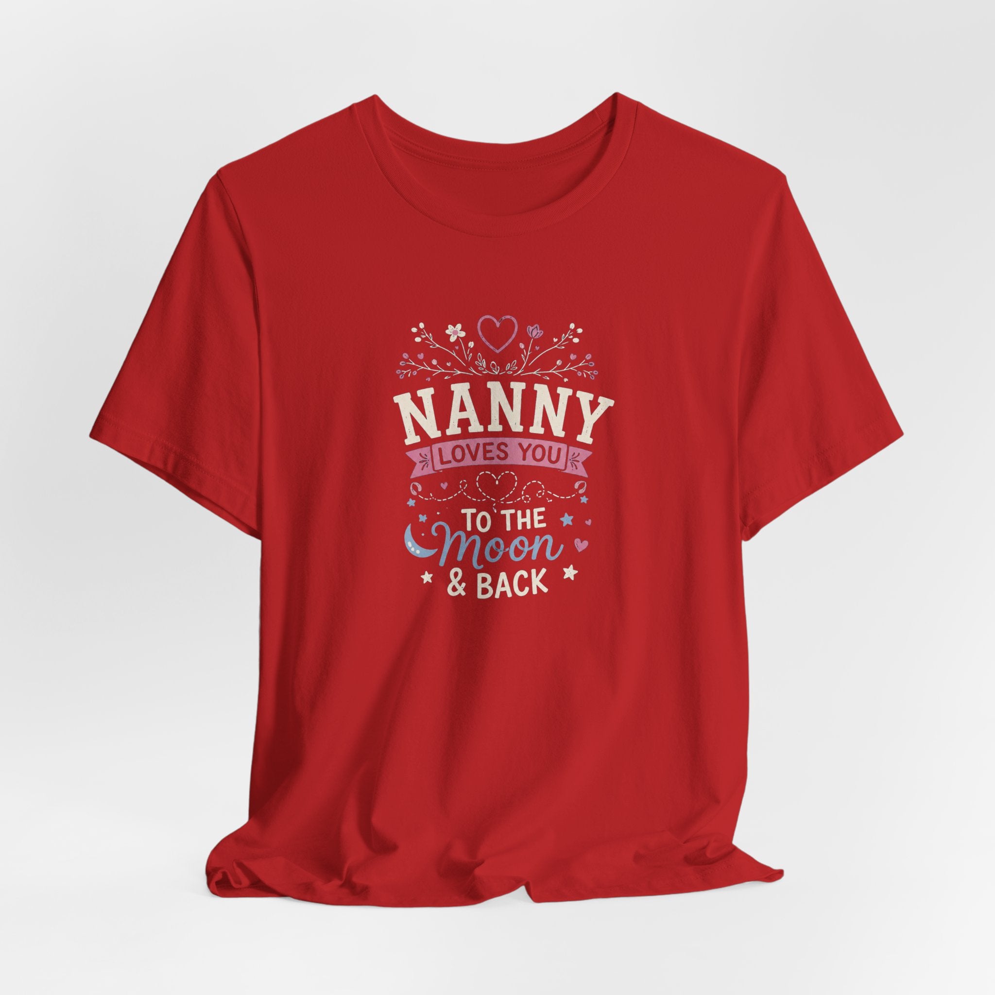 Nanny Loves You To The Moon And Back Shirt | Cute Nanny Gift T-Shirt | Baby Feet Family Love Tee | Grandma Style Graphic Tee