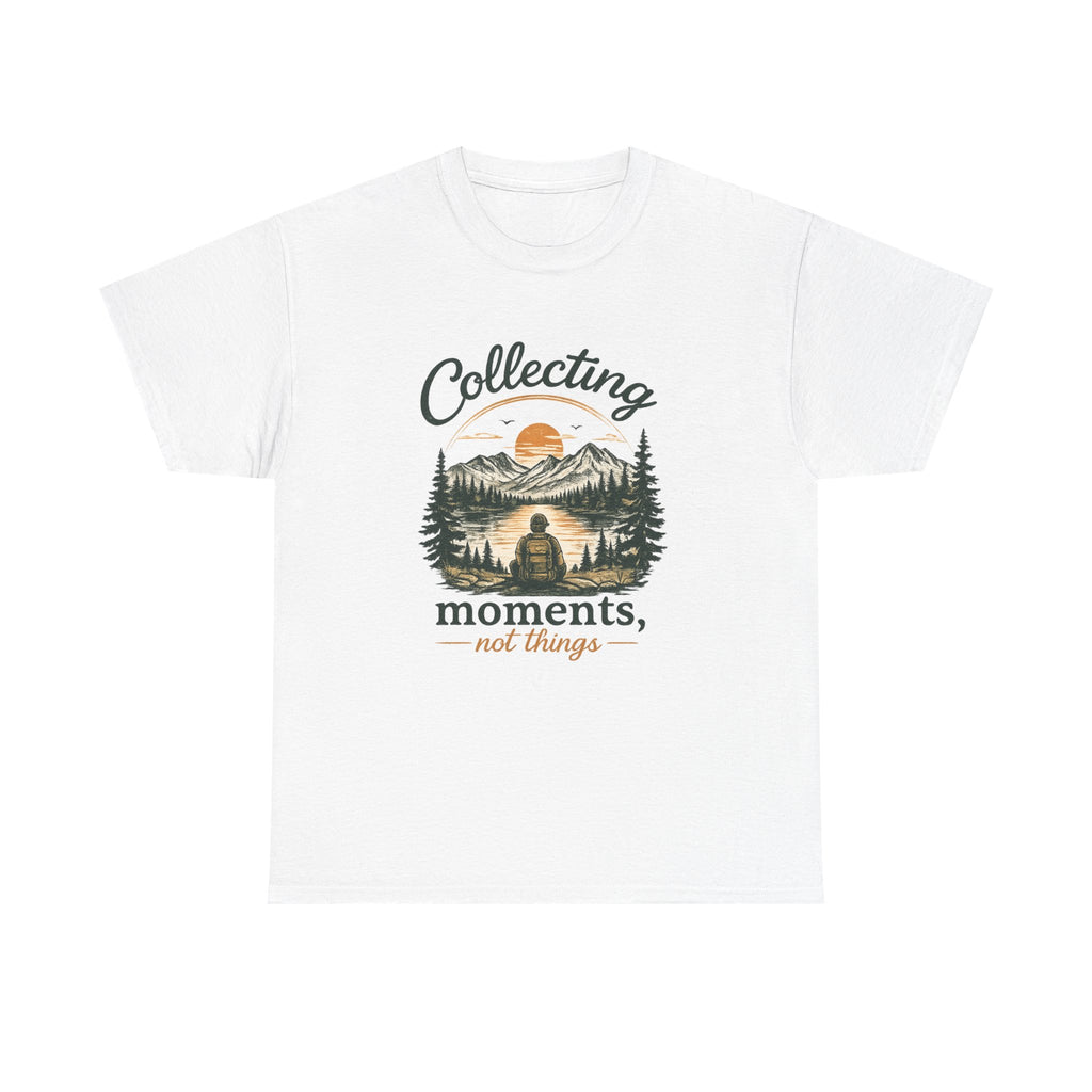 Collecting Moments Not Things Shirt, Nature Lover Gift, Hiking T-Shirt, Adventure Tee, Mountain Sunset Shirt, Outdoorsy Gift for Him Her