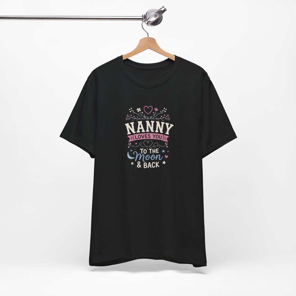 Nanny Loves You To The Moon And Back Shirt | Cute Nanny Gift T-Shirt | Baby Feet Family Love Tee | Grandma Style Graphic Tee