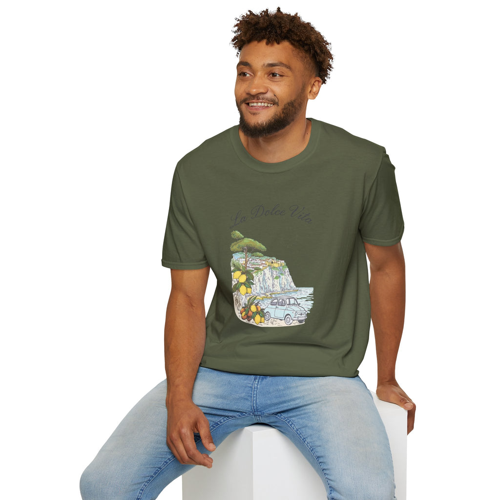 La Dolce Vita T-Shirt | Italian Summer Fiat 500 Lemon Coast Tee | Amalfi Positano Village Shirt | Mediterranean Travel Gift