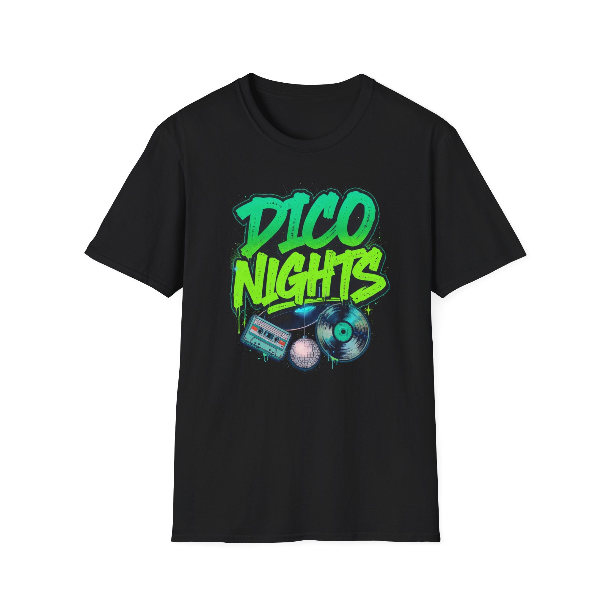 Disco Nights Retro Graphic T-Shirt, 80s Disco Party Shirt, Vintage Vinyl Record Tee, Neon Dance Club Shirt, Unisex Music Lover Gift Tee