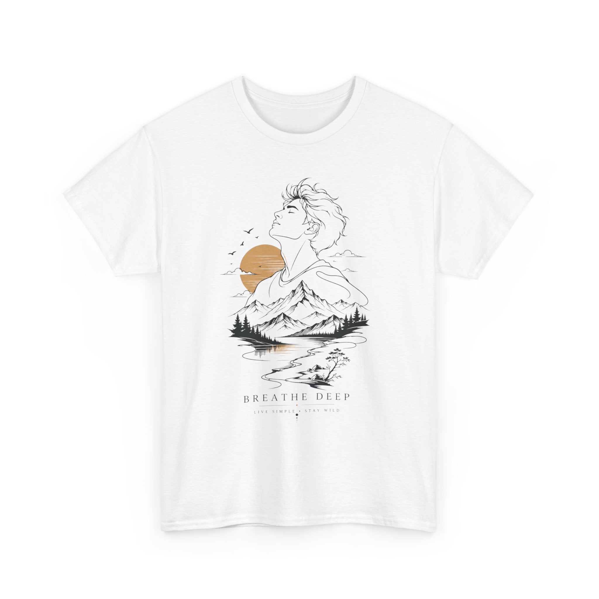 Breathe Deep Mountain Nature T-Shirt, Minimalist Outdoor Graphic Tee, Hiking Lover Shirt, Adventure Aesthetic Tee, Wilderness Nature Gift