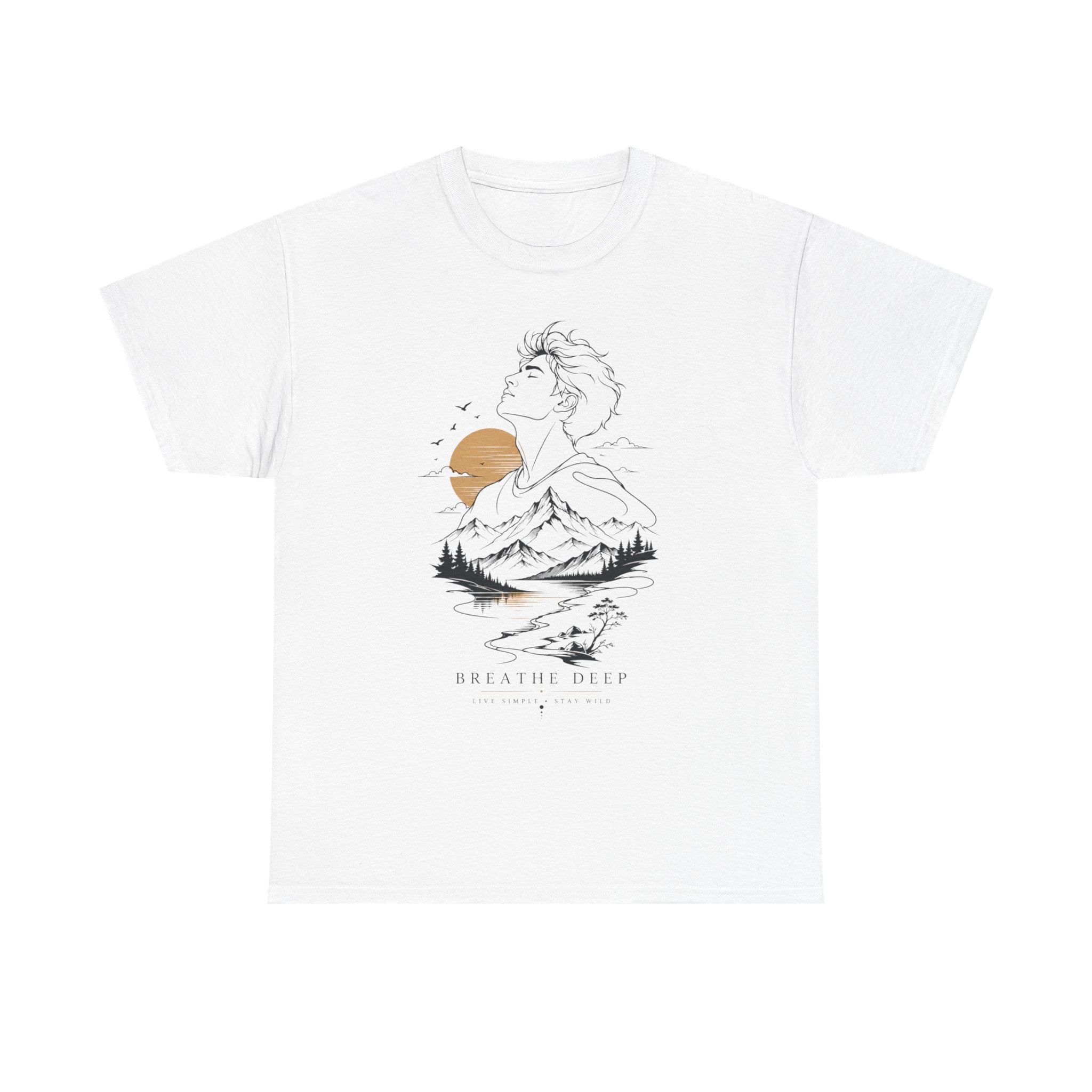 Breathe Deep Mountain Nature T-Shirt, Minimalist Outdoor Graphic Tee, Hiking Lover Shirt, Adventure Aesthetic Tee, Wilderness Nature Gift
