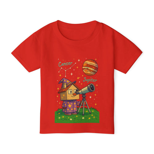 Cancer Zodiac Toddler T-Shirt | Jupiter Planet Astronomy Tee for Kids | Cute Wizard House Telescope Shirt | Space Gift for Boys Girls