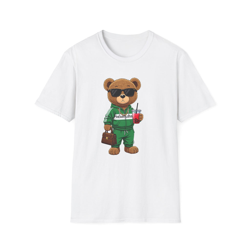 Cute Bear Graphic T-Shirt, Trendy Teddy Bear Shirt, Funny Bear With Boba Tee, Streetwear Animal Tee, Kawaii Bear Gift, Unisex Black Shirt