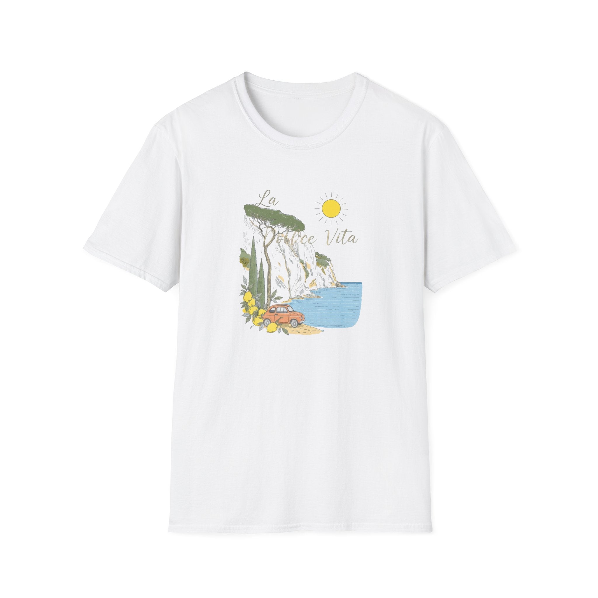 La Dolce Vita T-Shirt | Italian Summer Fiat 500 Lemon Coast Tee | Amalfi Coast Travel Shirt for Women Men | Mediterranean Vacation Gift