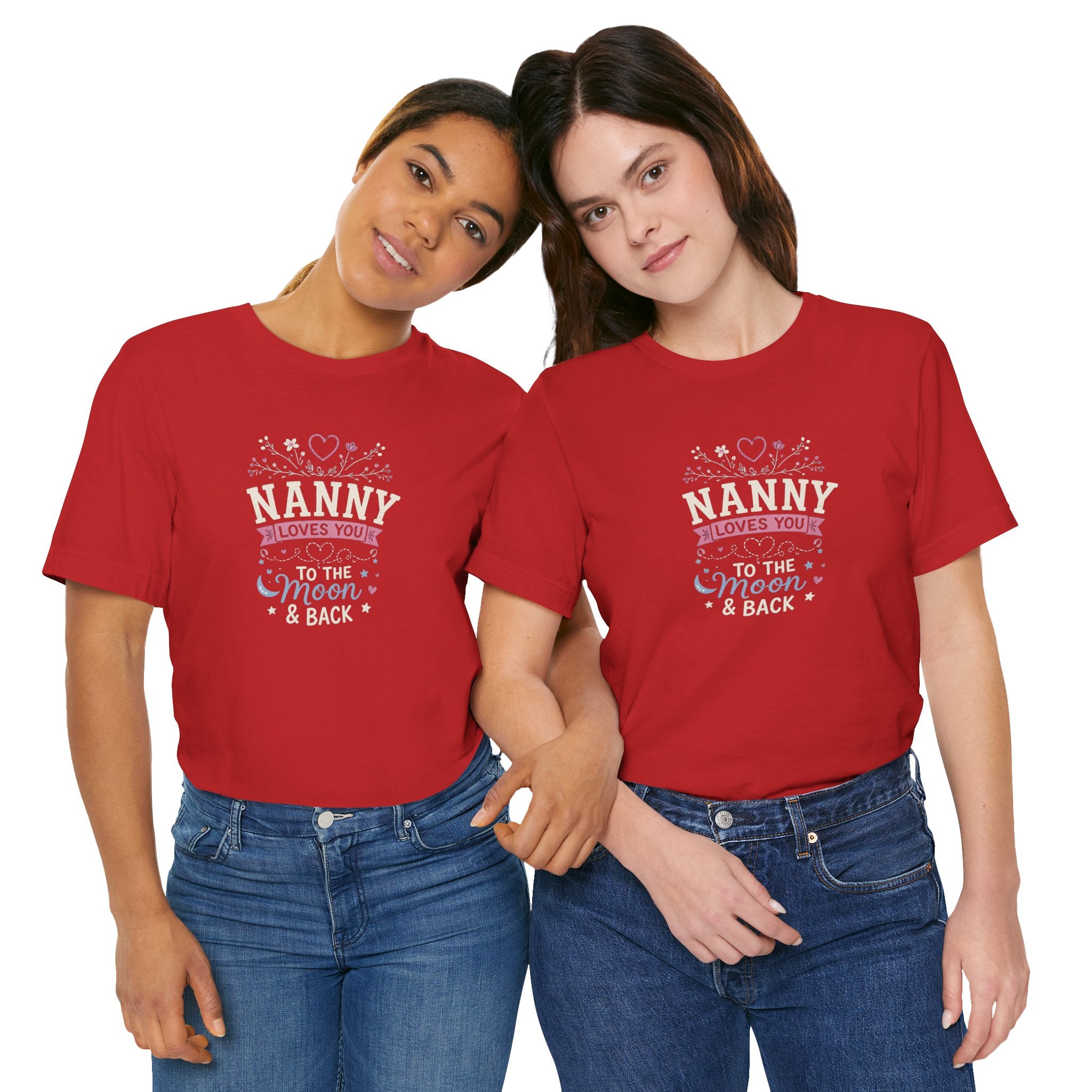 Nanny Loves You To The Moon And Back Shirt | Cute Nanny Gift T-Shirt | Baby Feet Family Love Tee | Grandma Style Graphic Tee