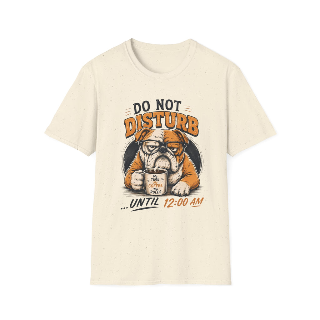 Funny Bulldog Coffee Shirt, Do Not Disturb Until 12AM Tee, Cute Dog Lover Graphic T-Shirt, Coffee Lover Gift, Lazy Bulldog Unisex Tee