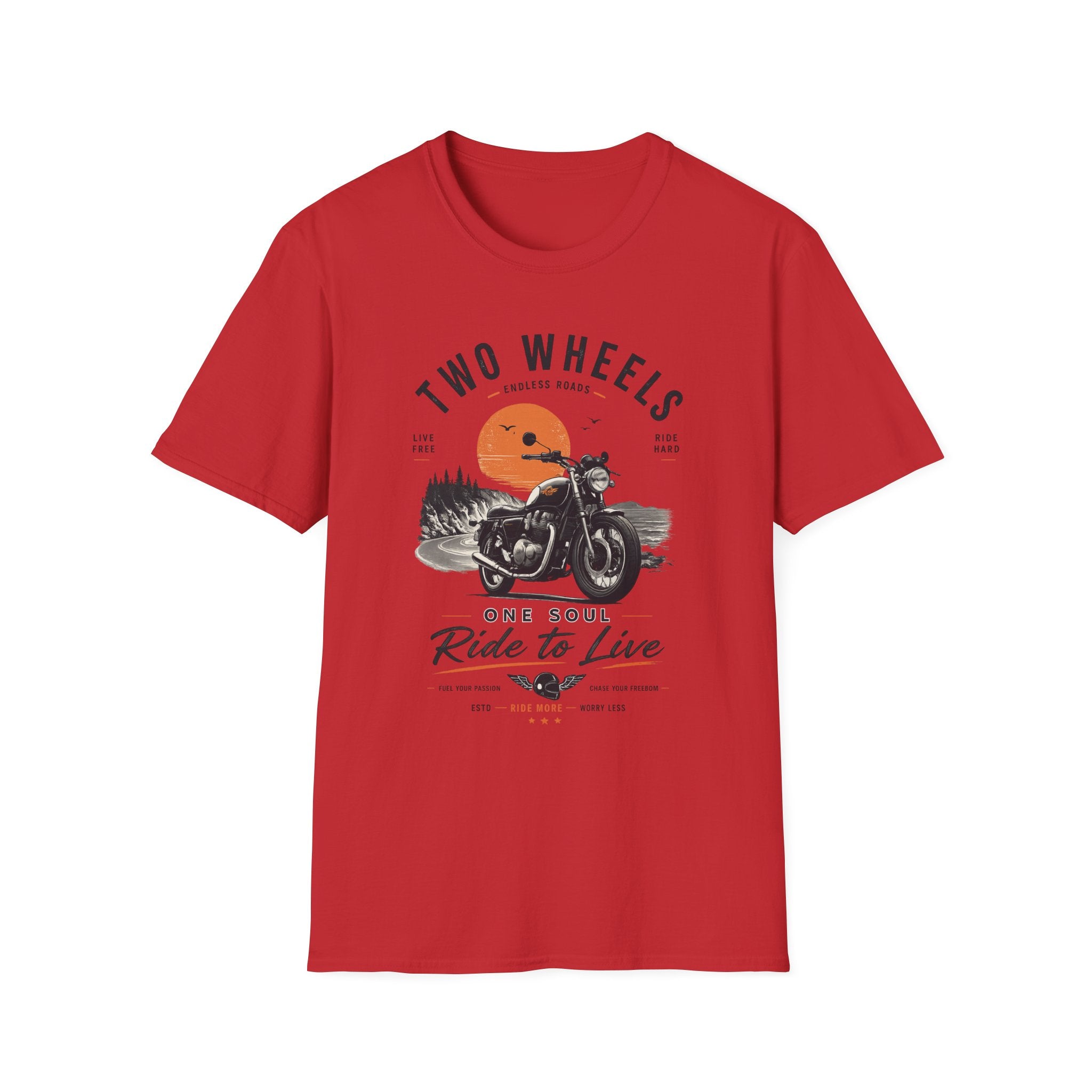 Two Wheels One Soul T-Shirt, Ride to Live Motorcycle Shirt, Biker Graphic Tee, Vintage Moto Rider Gift, Unisex Motorcycle Lover Top
