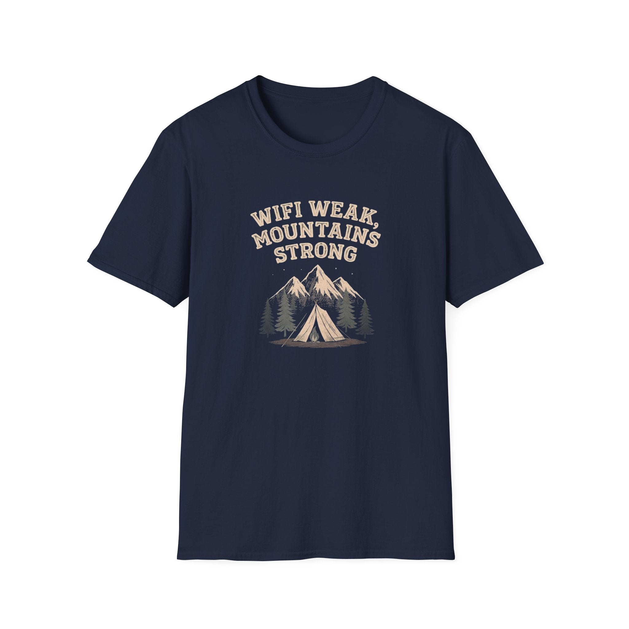 Wifi Weak Mountains Strong T-Shirt, Funny Camping Shirt, Outdoor Hiking Tee, Nature Lover Gift, Unisex Graphic Tee