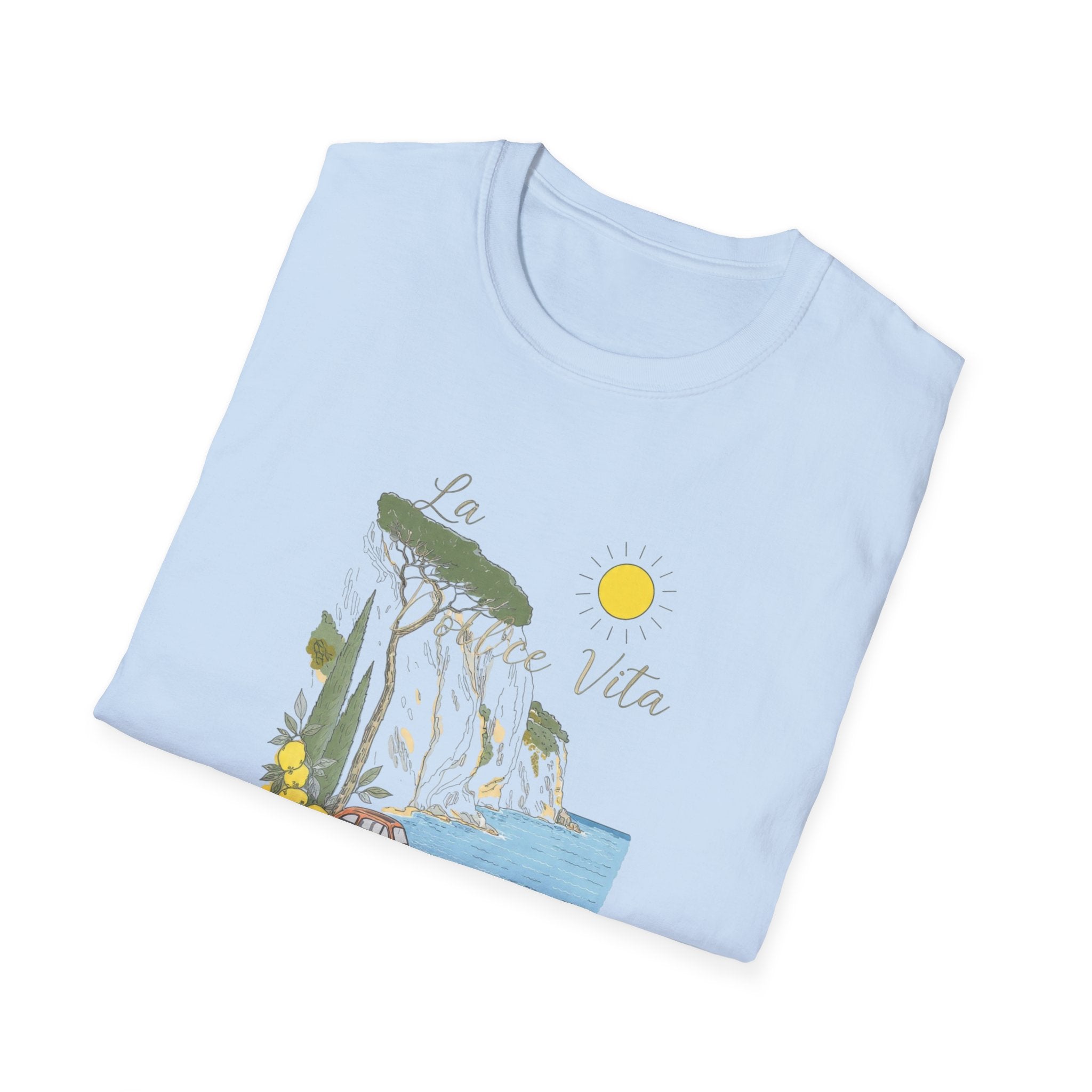 La Dolce Vita T-Shirt | Italian Summer Fiat 500 Lemon Coast Tee | Amalfi Coast Travel Shirt for Women Men | Mediterranean Vacation Gift