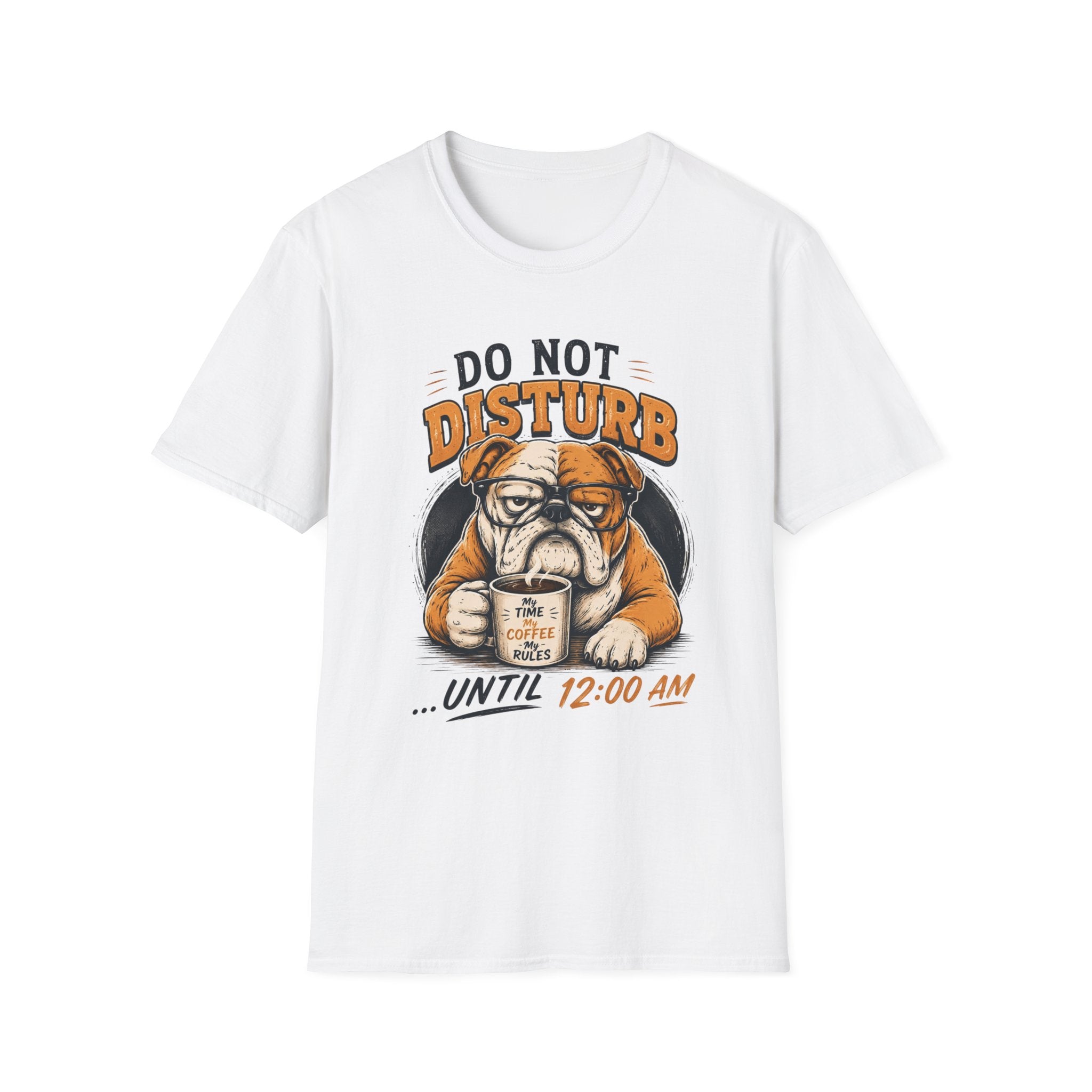 Funny Bulldog Coffee Shirt, Do Not Disturb Until 12AM Tee, Cute Dog Lover Graphic T-Shirt, Coffee Lover Gift, Lazy Bulldog Unisex Tee
