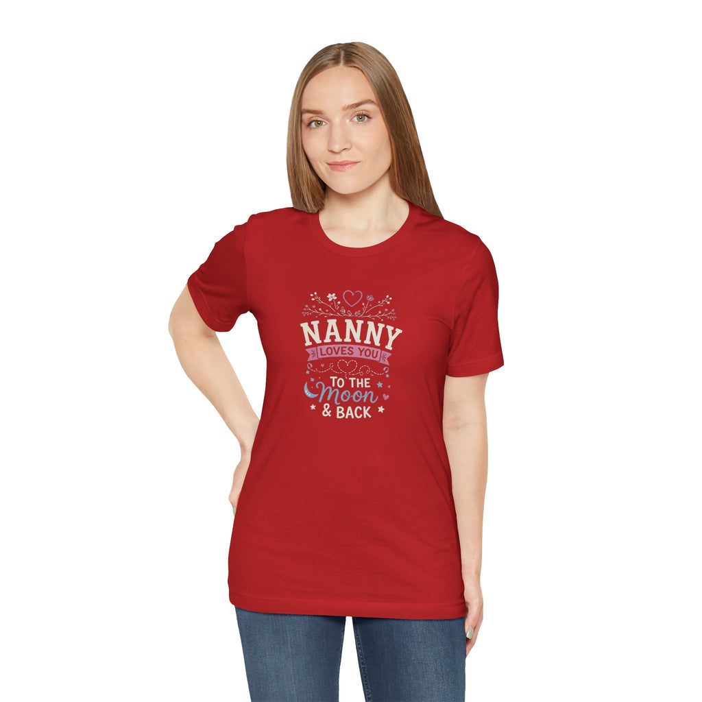 Nanny Loves You To The Moon And Back Shirt | Cute Nanny Gift T-Shirt | Baby Feet Family Love Tee | Grandma Style Graphic Tee
