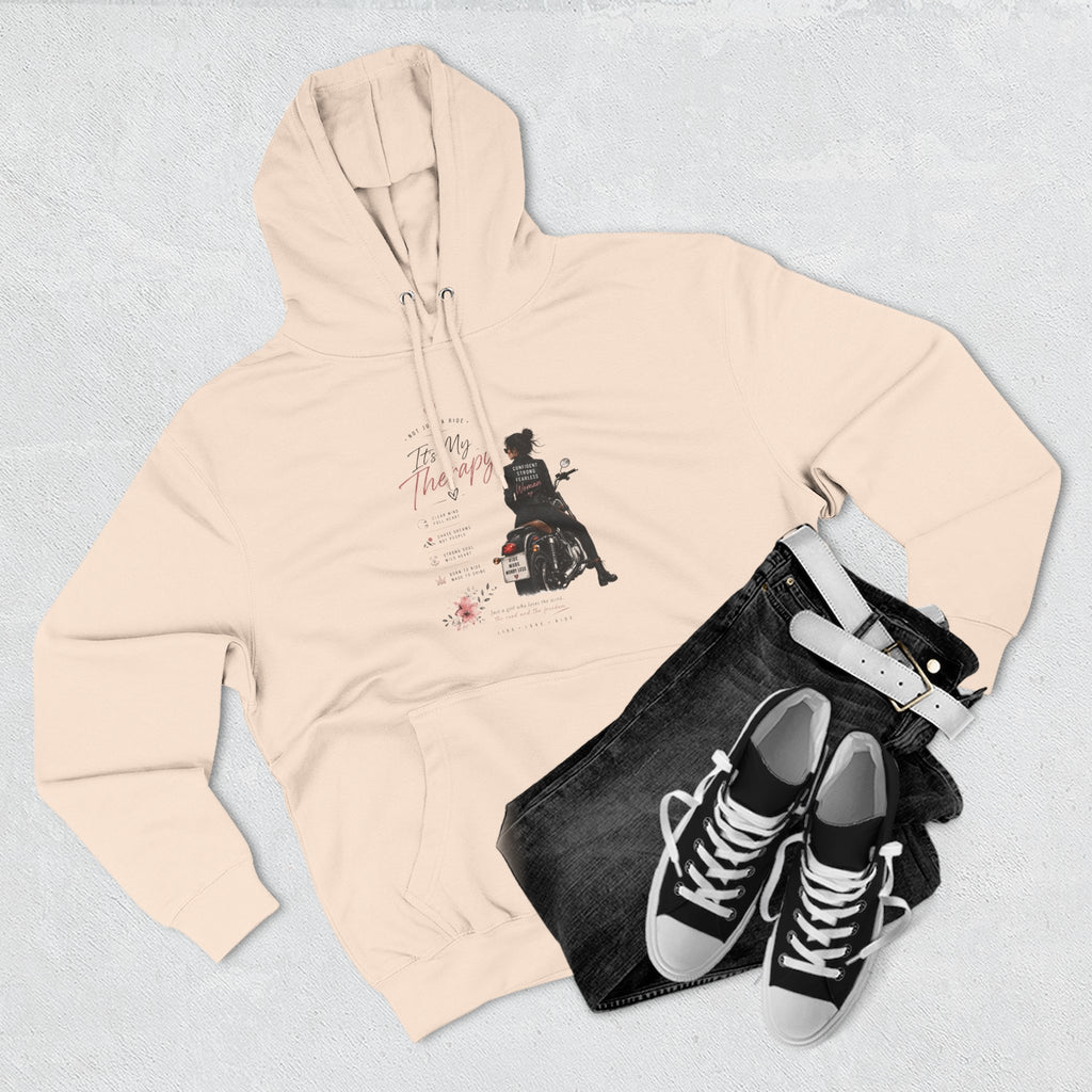 Women's Motorcycle Hoodie, Riding Is My Therapy Sweatshirt, Biker Girl Graphic Pullover, Gift for Female Rider, Cozy Moto Hoodie