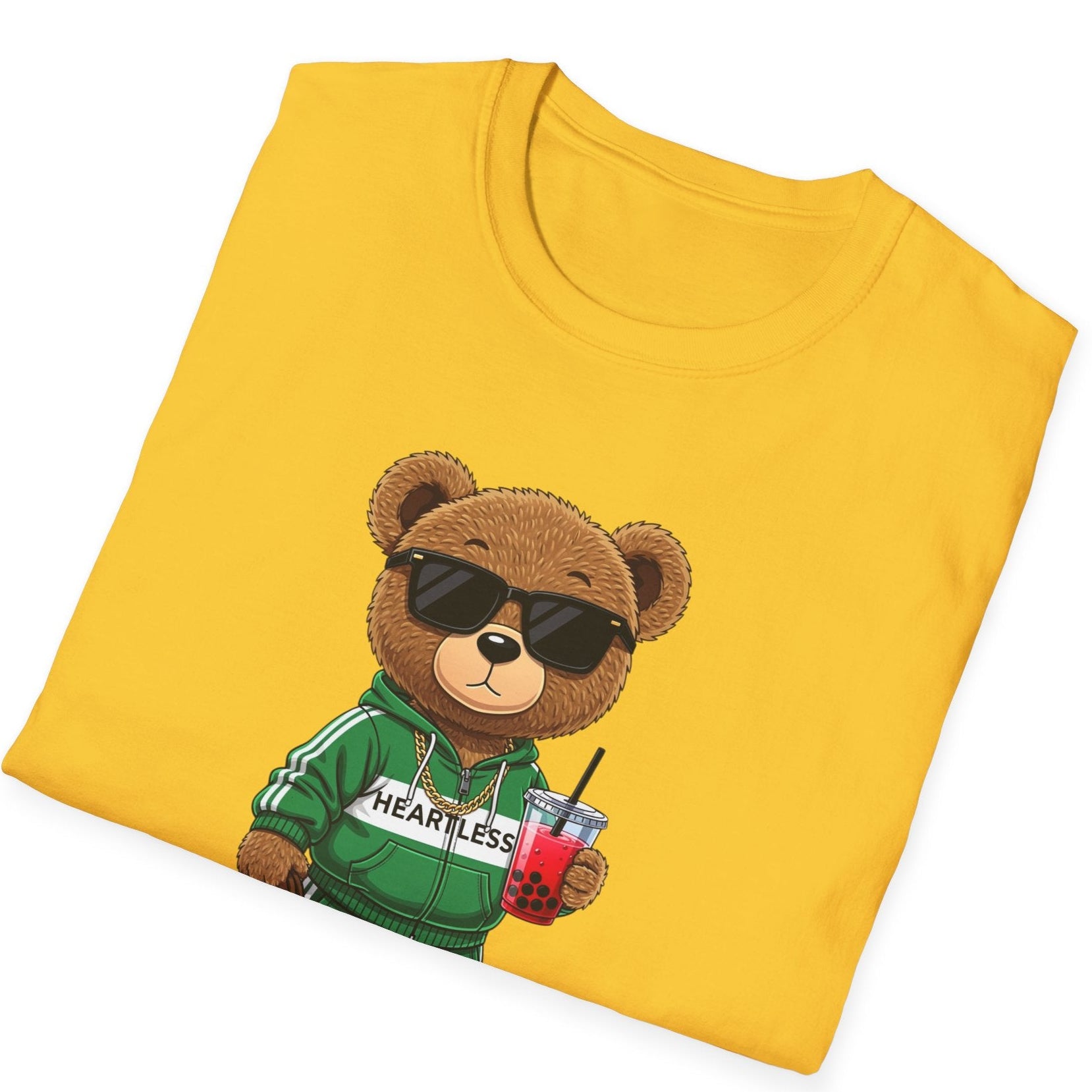 Cute Bear Graphic T-Shirt, Trendy Teddy Bear Shirt, Funny Bear With Boba Tee, Streetwear Animal Tee, Kawaii Bear Gift, Unisex Black Shirt