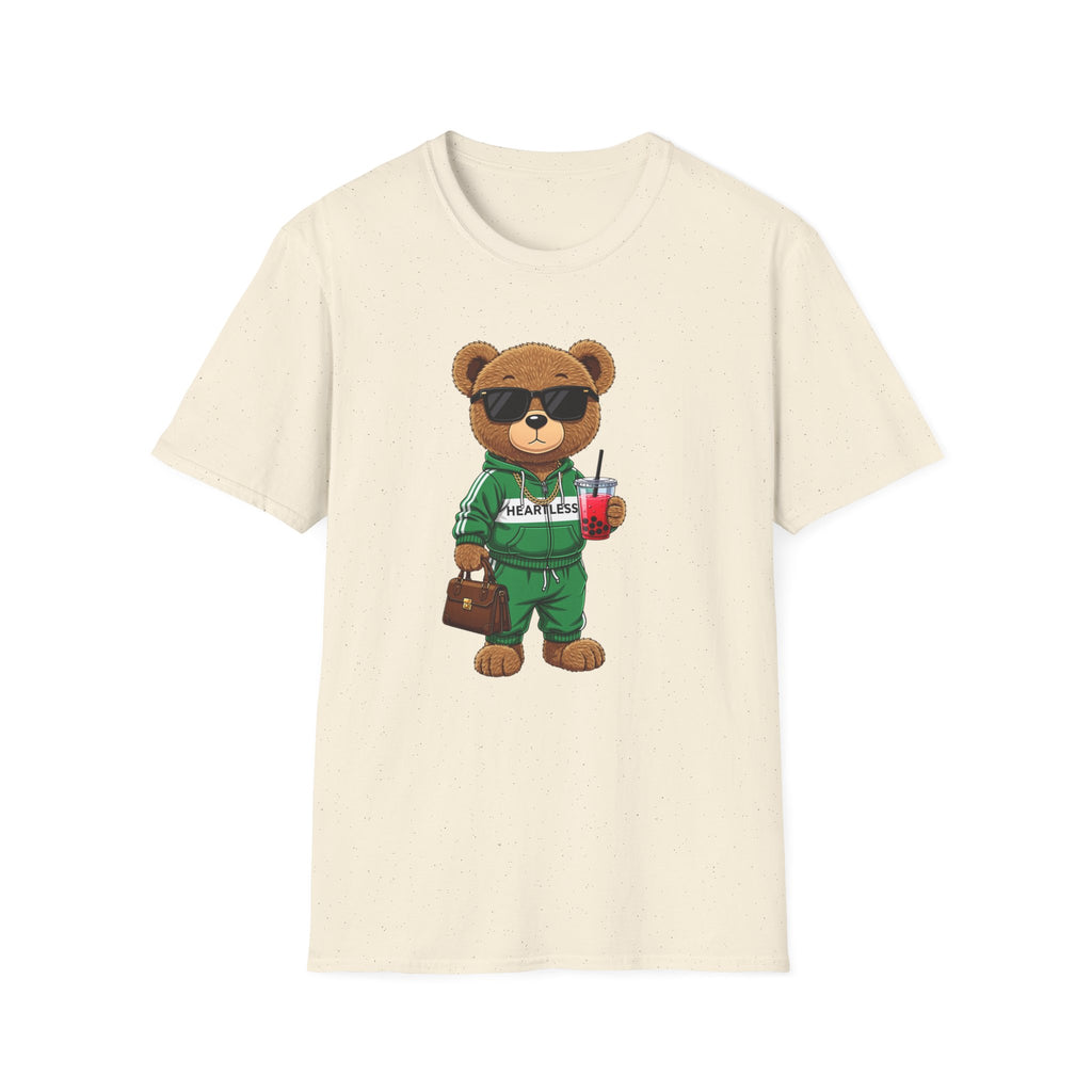 Cute Bear Graphic T-Shirt, Trendy Teddy Bear Shirt, Funny Bear With Boba Tee, Streetwear Animal Tee, Kawaii Bear Gift, Unisex Black Shirt