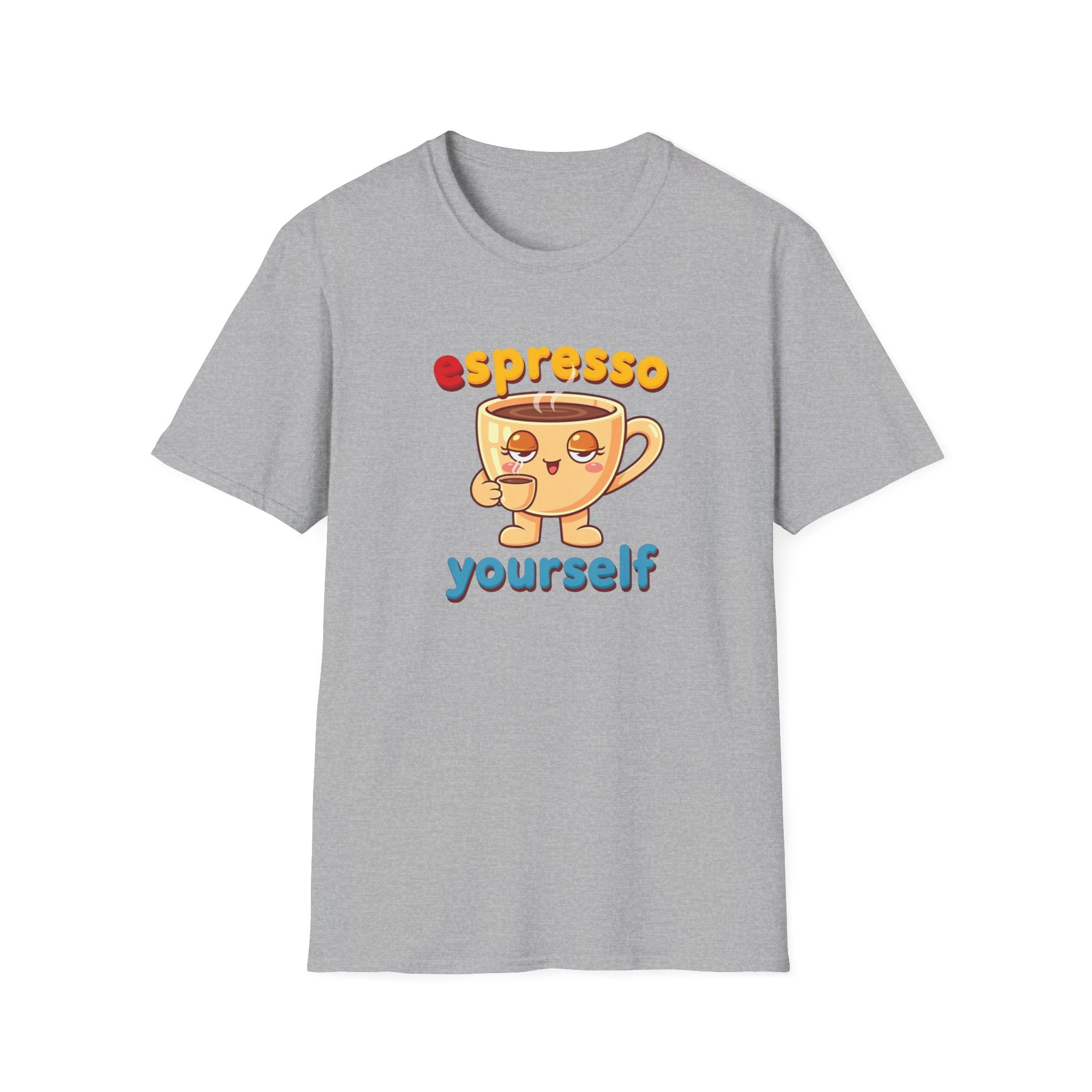 Espresso Yourself Funny Coffee T-Shirt, Cute Coffee Cup Graphic Tee, Barista Gift Shirt, Coffee Lover Pun Tee, Caffeine Lover Unisex Top
